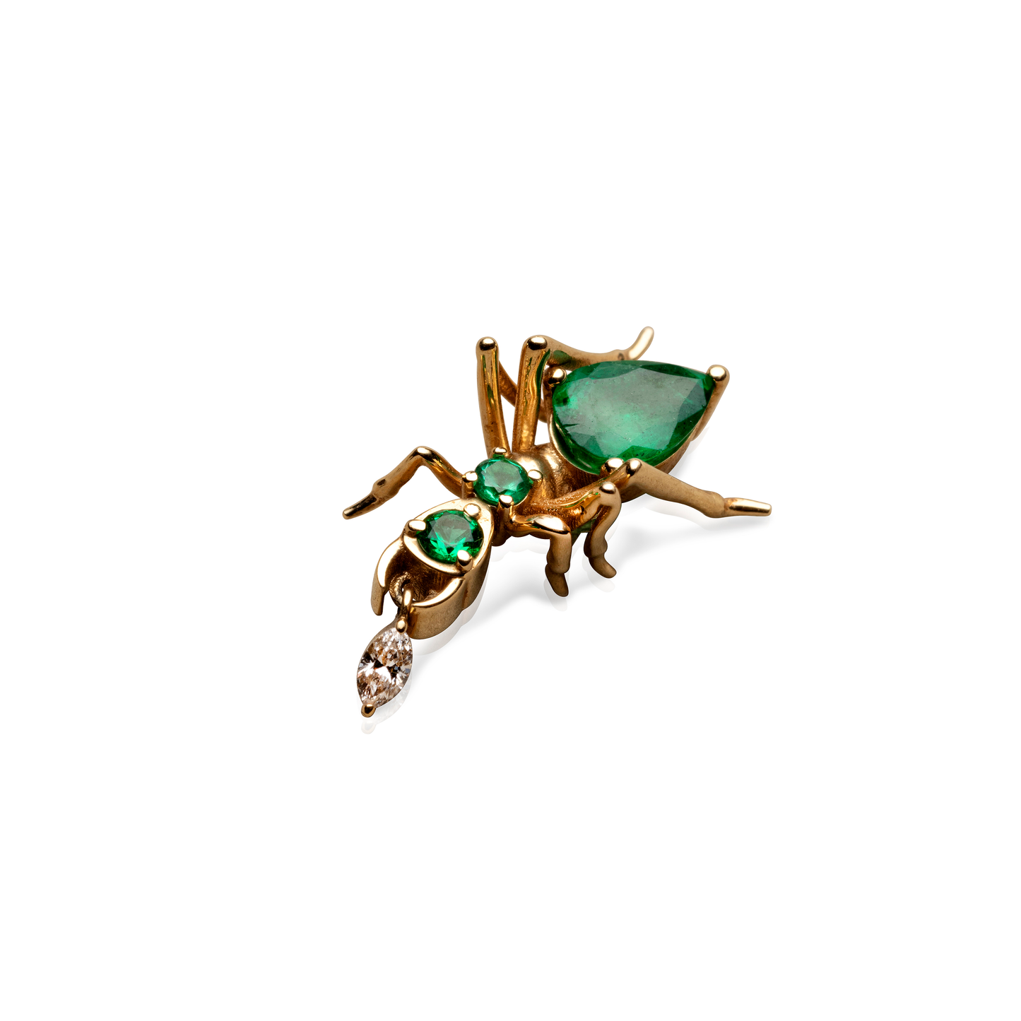 Kokoro_Stud_Earring_in_14K_Yellow_Gold_with_0.76_ct_Emerald_and_0.035_ct_Diamond_on_model_Cocoerow_Fine_Jewelry