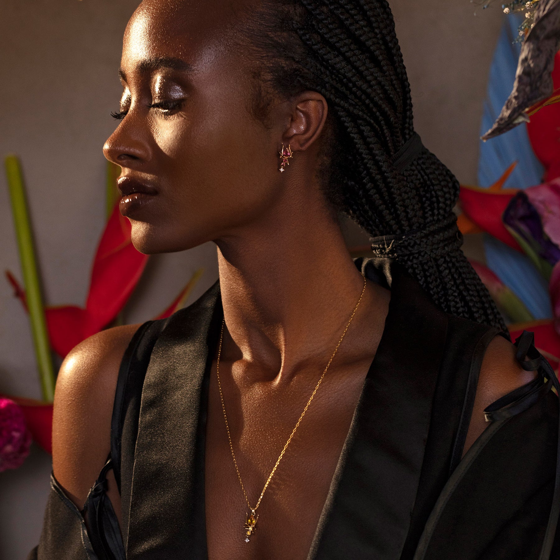 Kokoro Stud Earring Yellow Gold with Pink Tourmaline