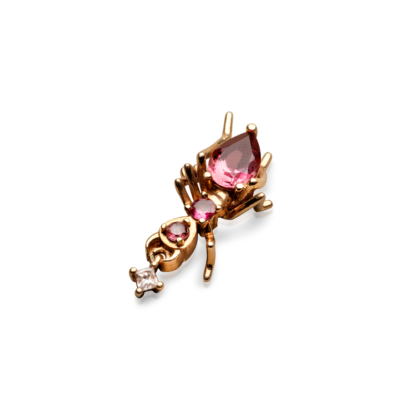Kokoro Stud Earring in 14K Yellow Gold with 0.81 ct Pink Tourmaline and 0.023 ct Diamond