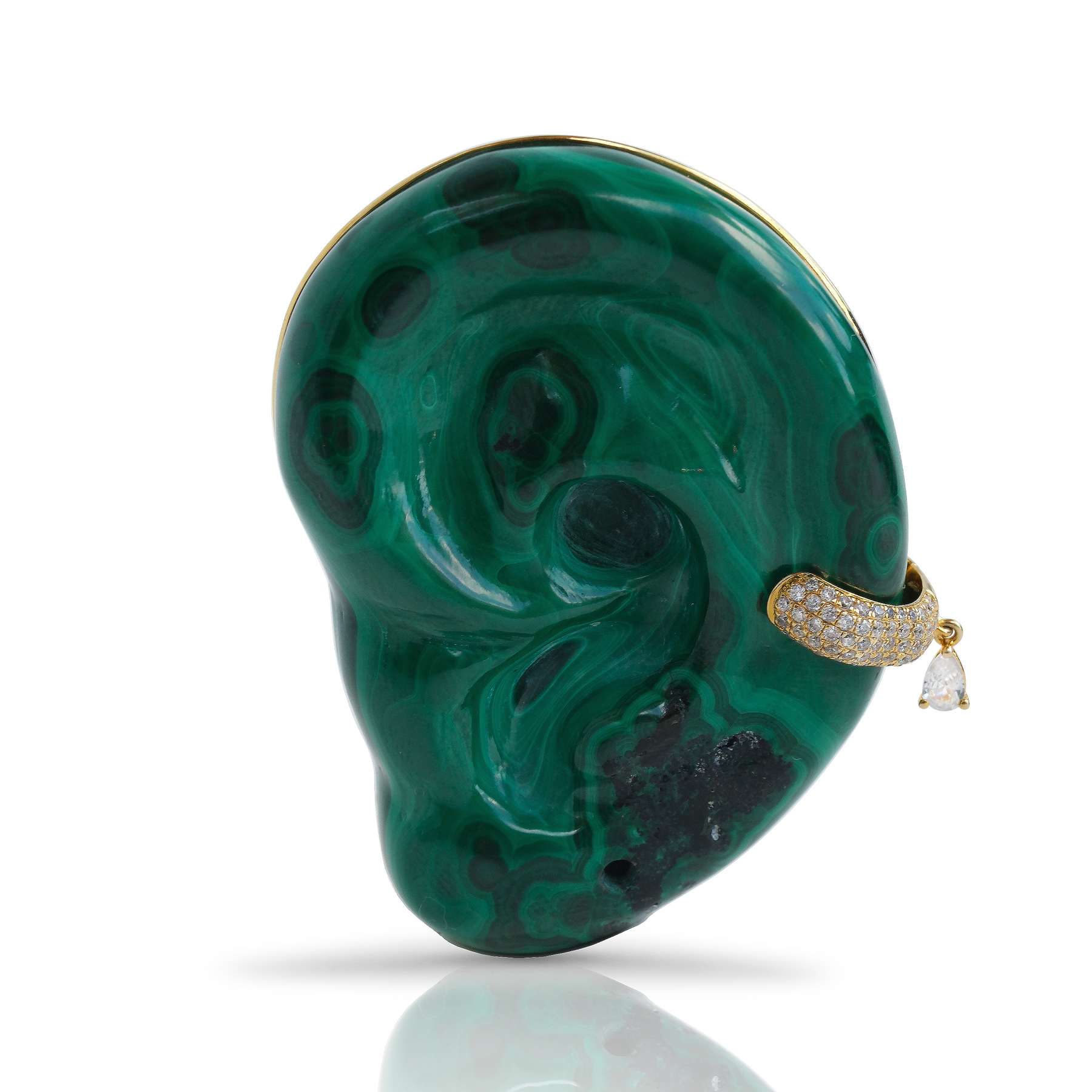 Malachite Ear Brooch