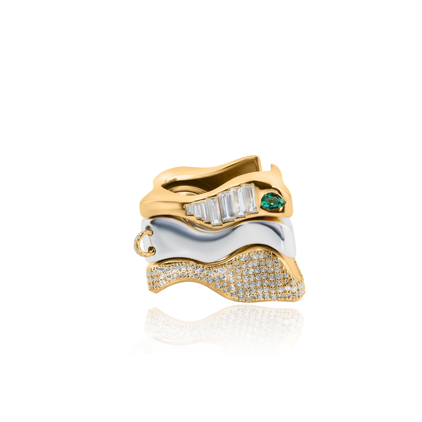 Connie Ear Cuff Convertible Ring White and Yellow Gold