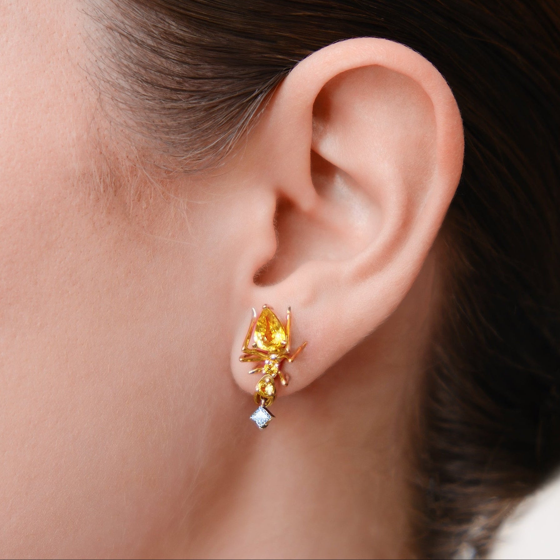 Kokoro Stud Earring Yellow Gold with Yellow Sapphires
