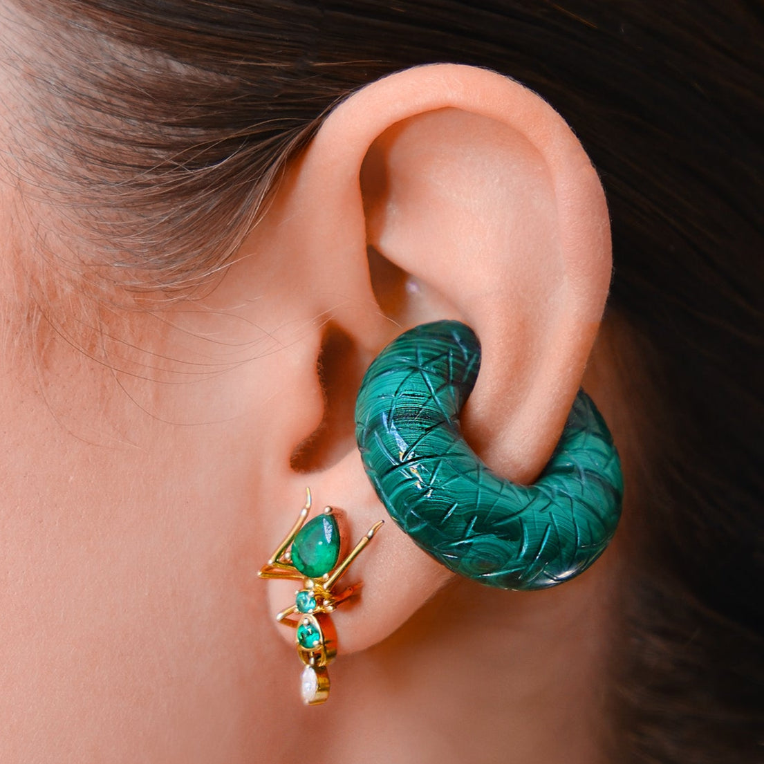 Beatrice Mini Ear Cuff Malachite