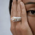 Ant cocktail ring from Cocoerow Fine Jewelry in silver and 18K yellow gold with white diamond