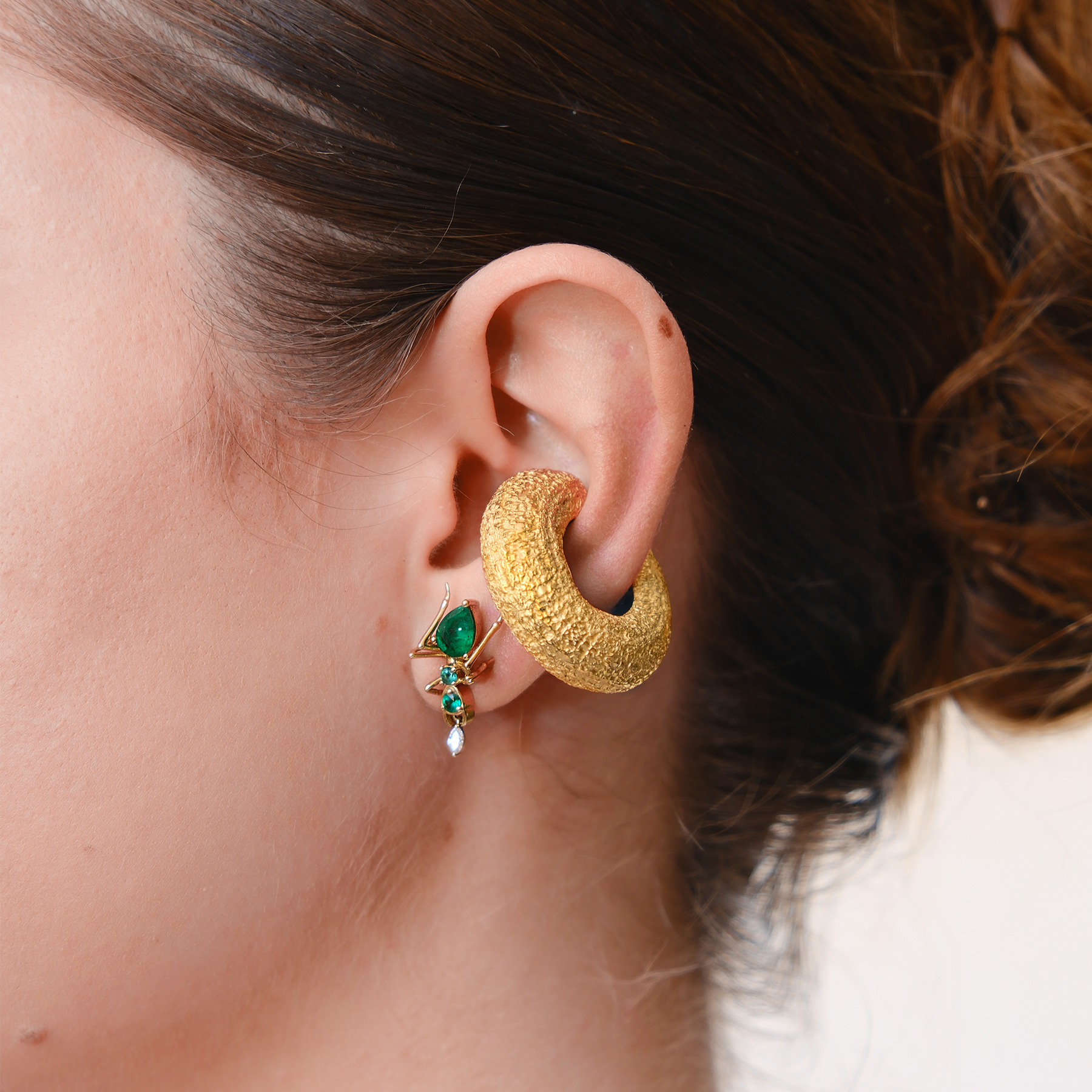 Beatrice Mini Textured Ear Cuff Yellow Gold