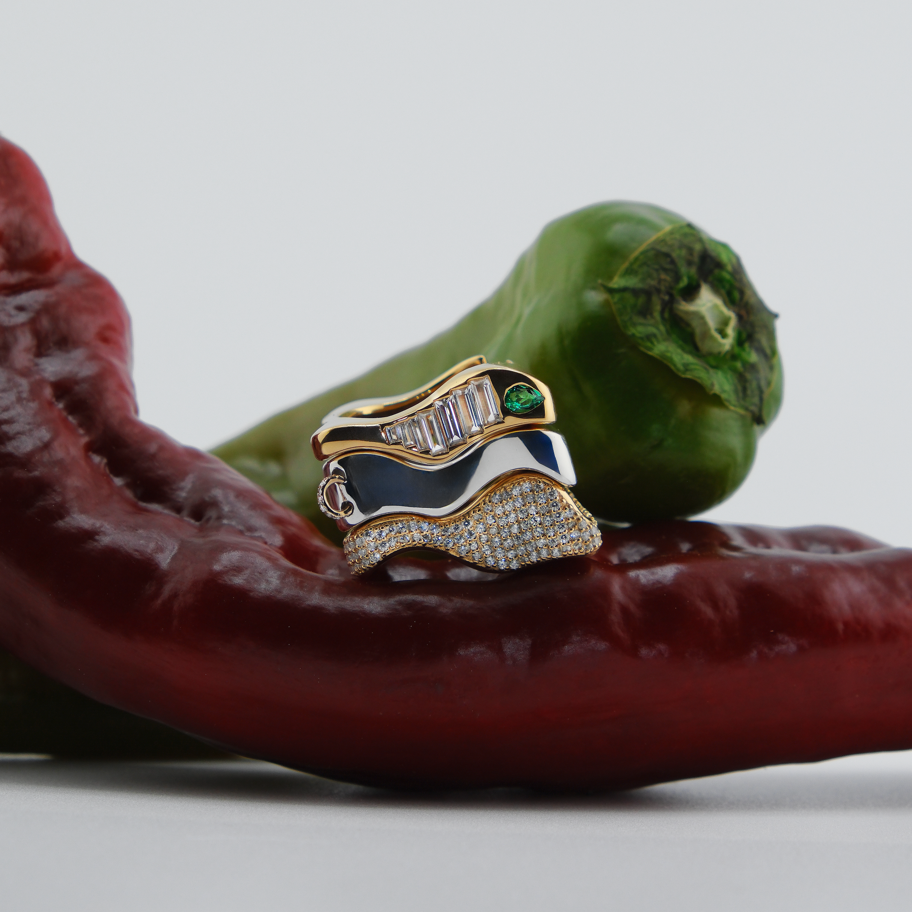 Cocoerow Dine Collection Stacked Convertible Ear Cuff 14K Yellow Gold Sculptural Fine Jewelry