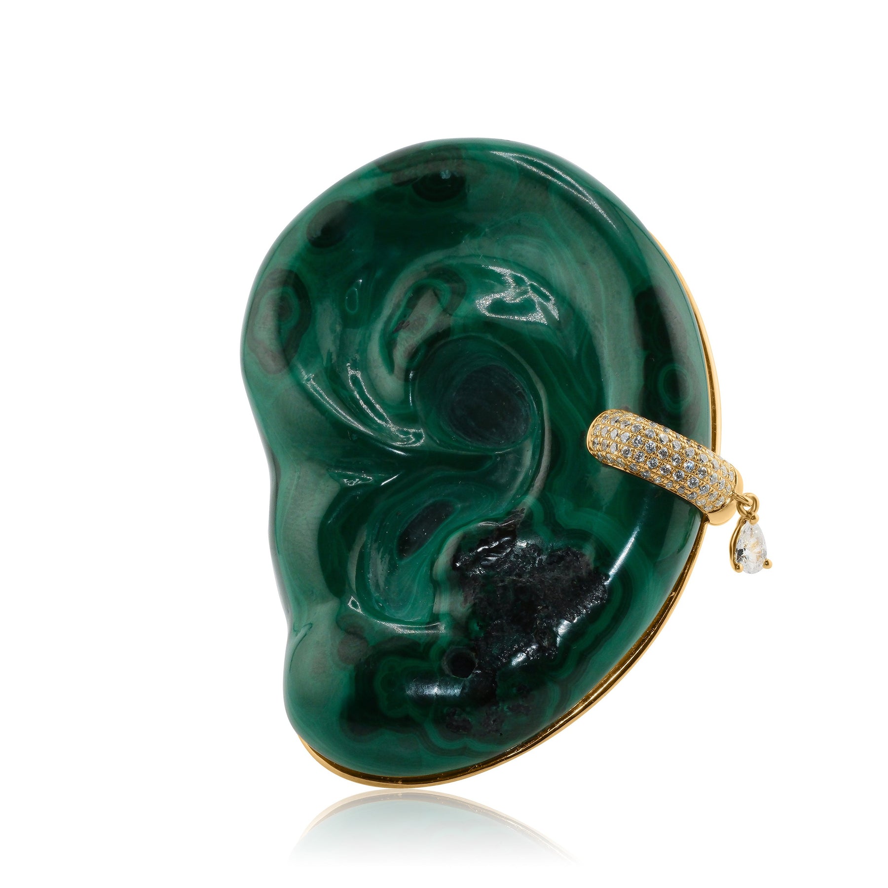 Malachite Ear Brooch