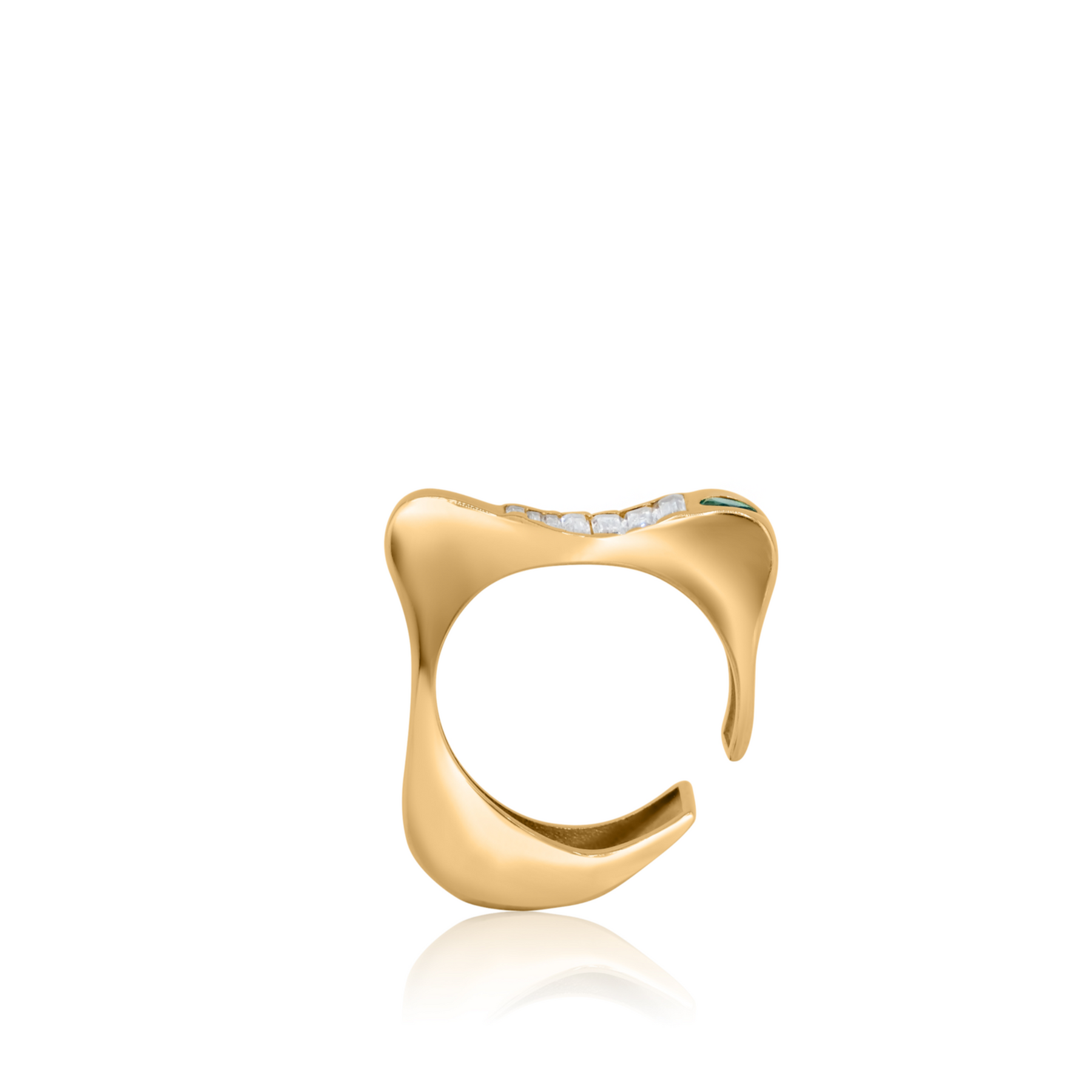 Mobi Ear Cuff Yellow Gold and Green Emerald