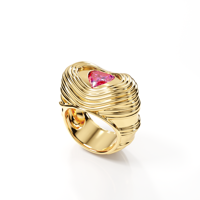 Pink Heart Sapphire Mia ring in 18k gold by Cocoerow Fine Jewelry