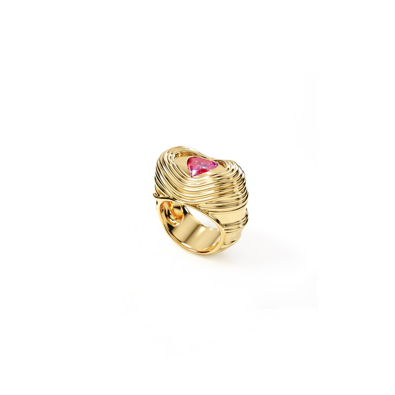 Pink Heart Sapphire Mia ring in 18k gold by Cocoerow Fine Jewelry