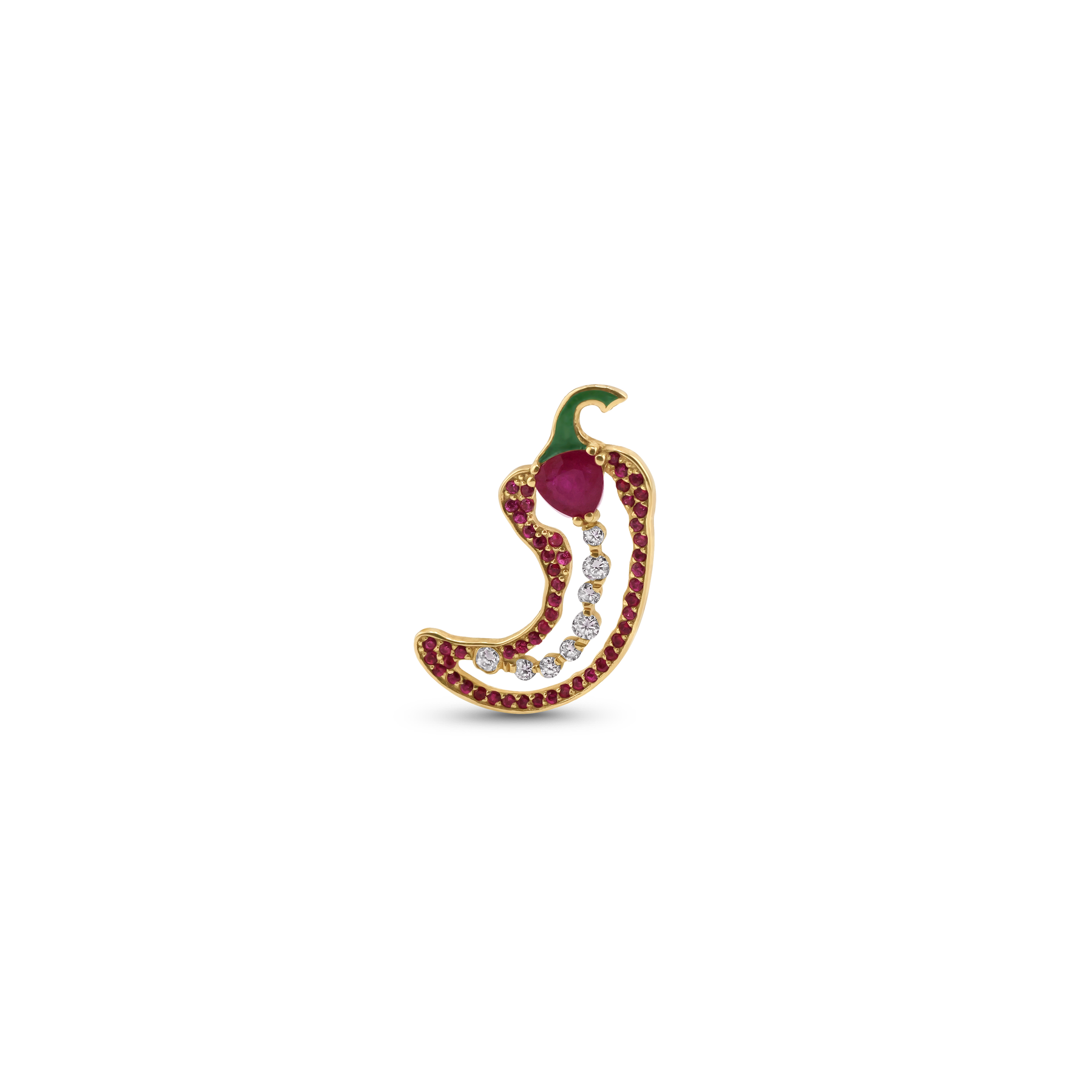 Piri Earring Yellow Gold Red Rubies