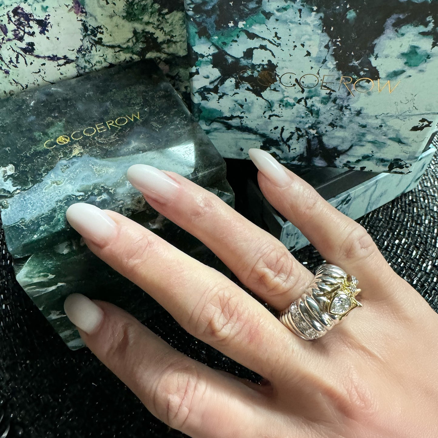 Cocoerow Ant Cocktail Ring Kokoro Collection 18K Yellow Gold Sculptural Fine Jewelry On Model