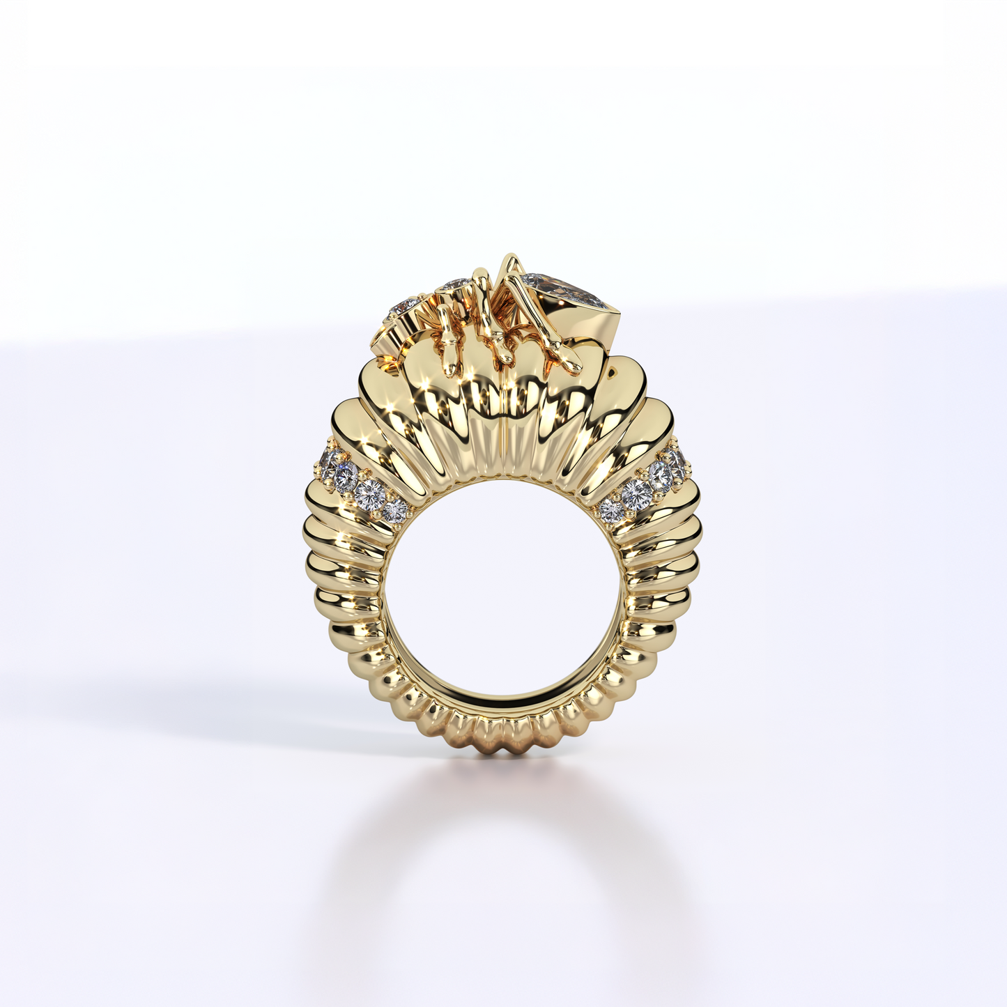 Cocoerow Ant Cocktail Ring Kokoro Collection 18K Yellow Gold Sculptural Fine Jewelry Side Profile