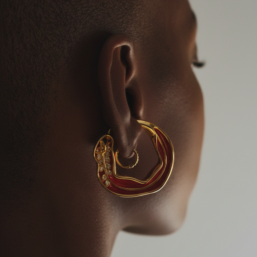 Cayenne Large Red Enamel Ear Cuff