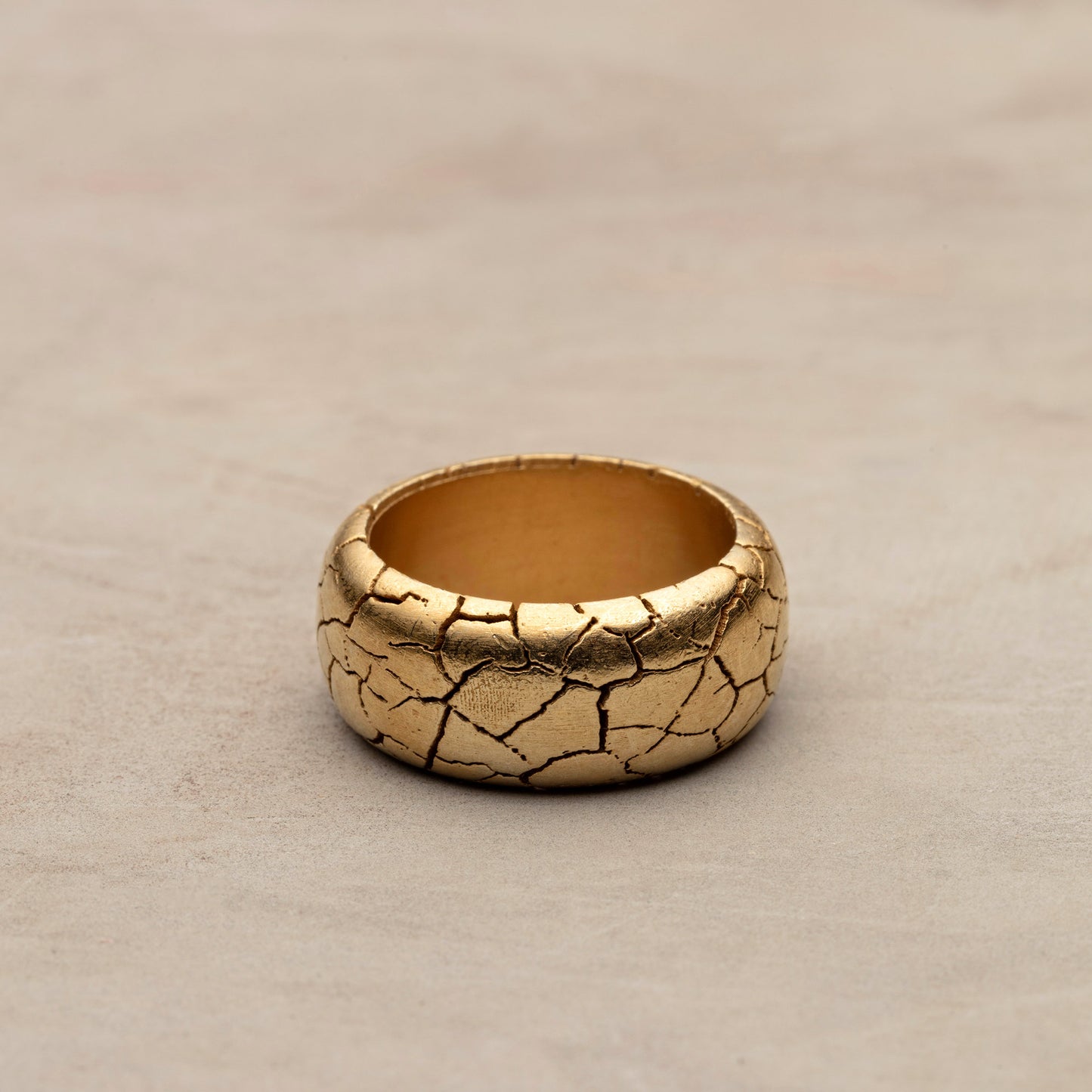 Cocoerow Cracked Ring Okuta Collection 14K Yellow Gold Sculptural Fine Jewelry Front View