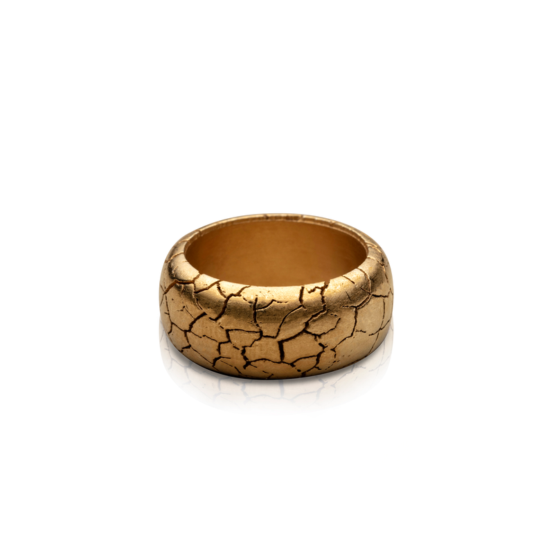 Cocoerow Cracked Ring Okuta Collection 14K Yellow Gold Sculptural Fine Jewelry
