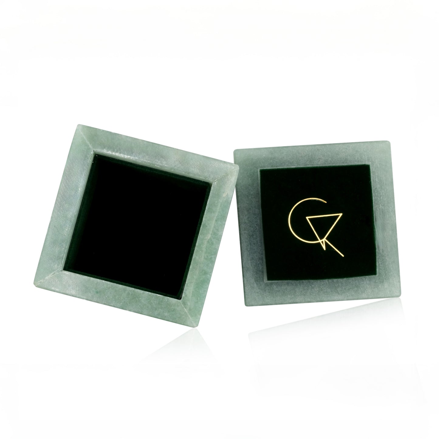 Cocoerow Green Aventurine Stone Jewelry Box Suede Lining Luxury Fine Jewelry Packaging Open Lid Detail