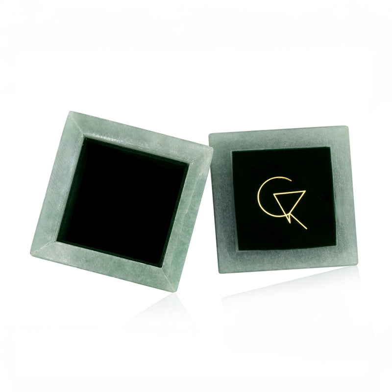 Cocoerow Green Aventurine Stone Jewelry Box Suede Lining Luxury Fine Jewelry Packaging Open Lid Detail