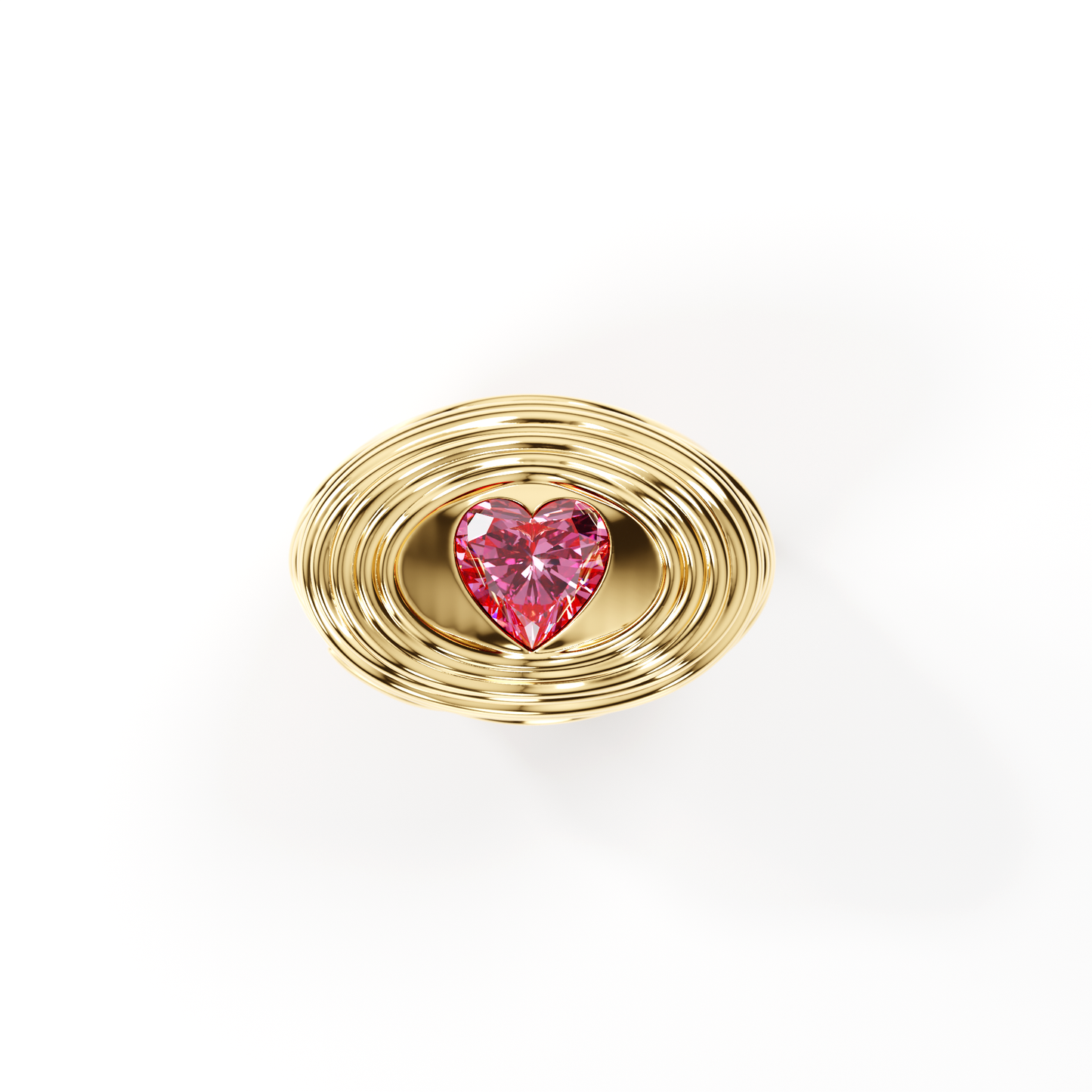 Cocoerow Heart Pasta Ring Dine Collection 14K Yellow Gold Pink Sapphire Sculptural Fine Jewelry
