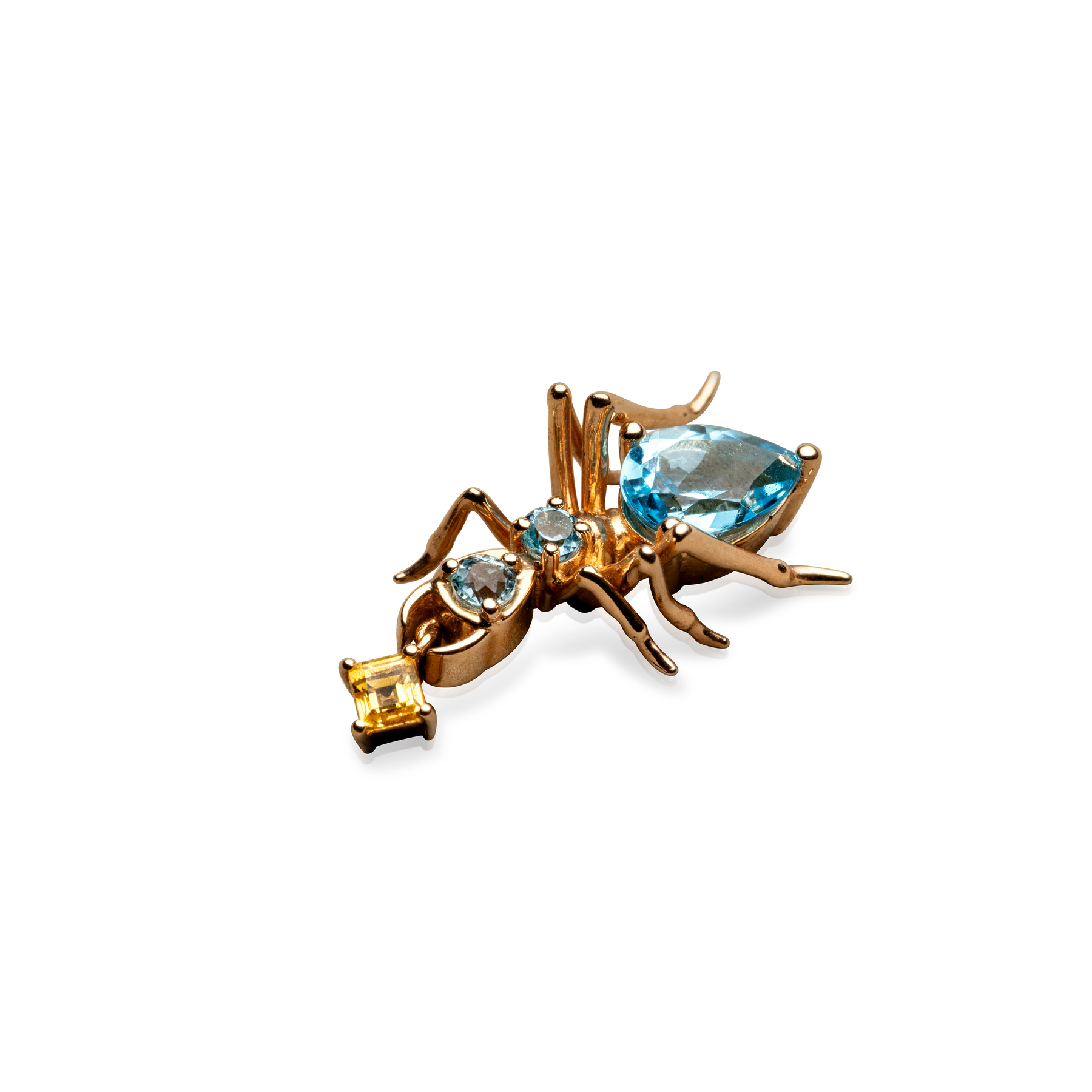 Cocoerow Kokoro Stud Earring 14K Yellow Gold Blue Topaz Yellow Sapphire Sculptural Fine Jewelry