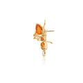 Cocoerow Kokoro Stud Earring 14K Yellow Gold Mexican Fire Opal Diamond Sculptural Fine Jewelry Front View