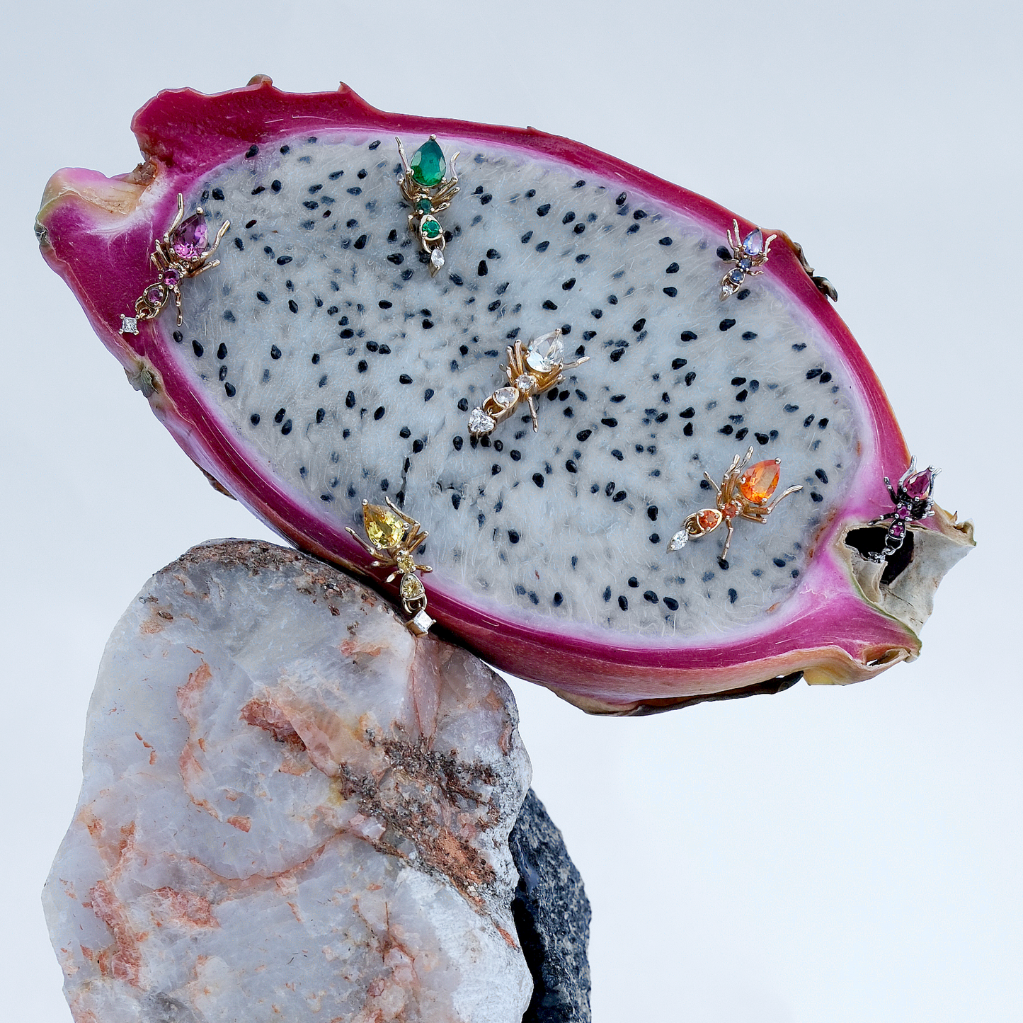 Cocoerow Kokoro Stud Earring 14K Yellow Gold Tanzanite Diamond Sculptural Fine Jewelry Concept Campaign