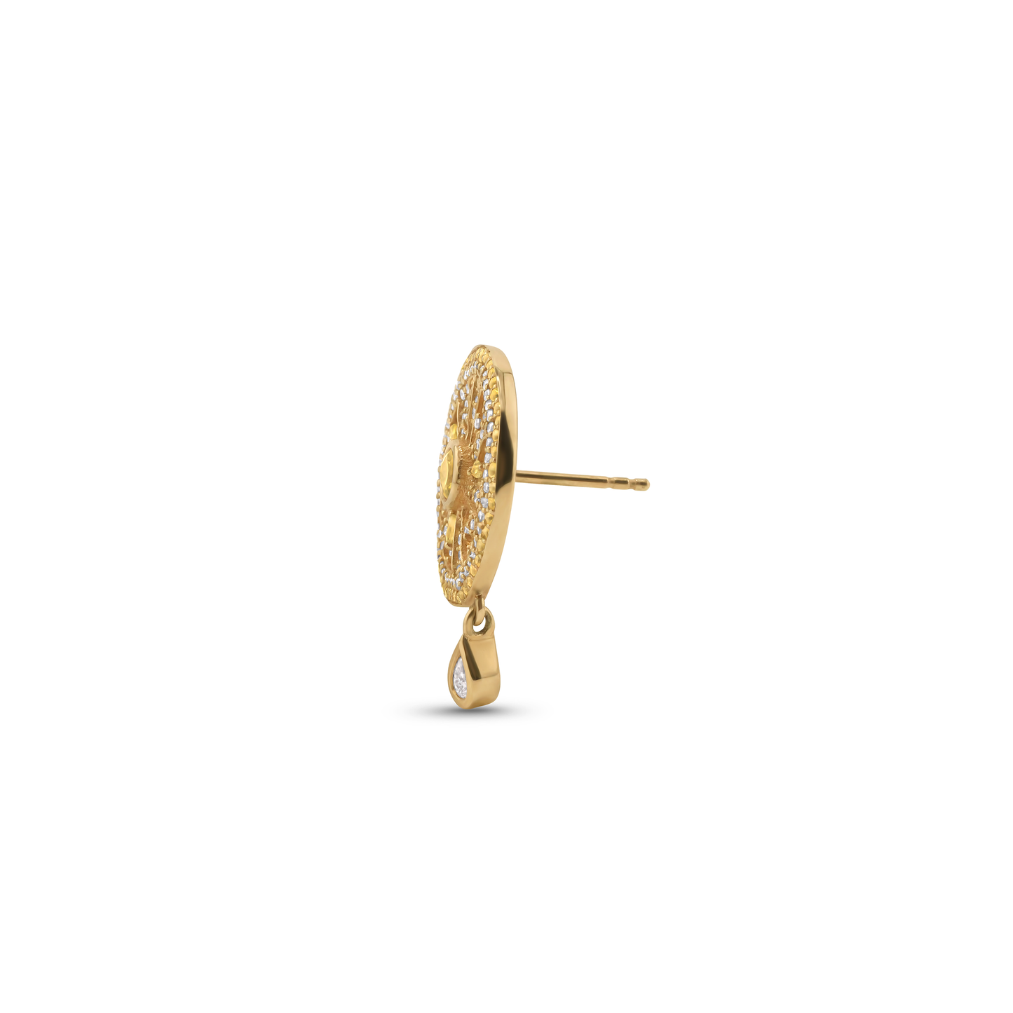 Cocoerow Lemon Earring 14K Yellow Gold Sculptural Fine Jewelry Side View
