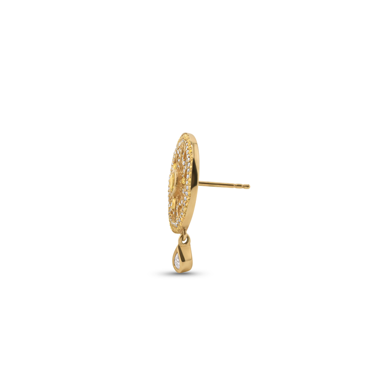 Cocoerow Lemon Earring 14K Yellow Gold Sculptural Fine Jewelry Side View