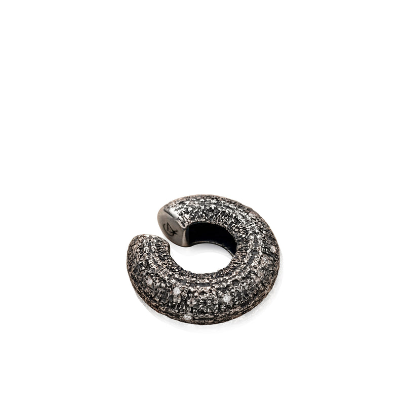 Beatrice Mini Textured Ear Cuff Silver with diamonds