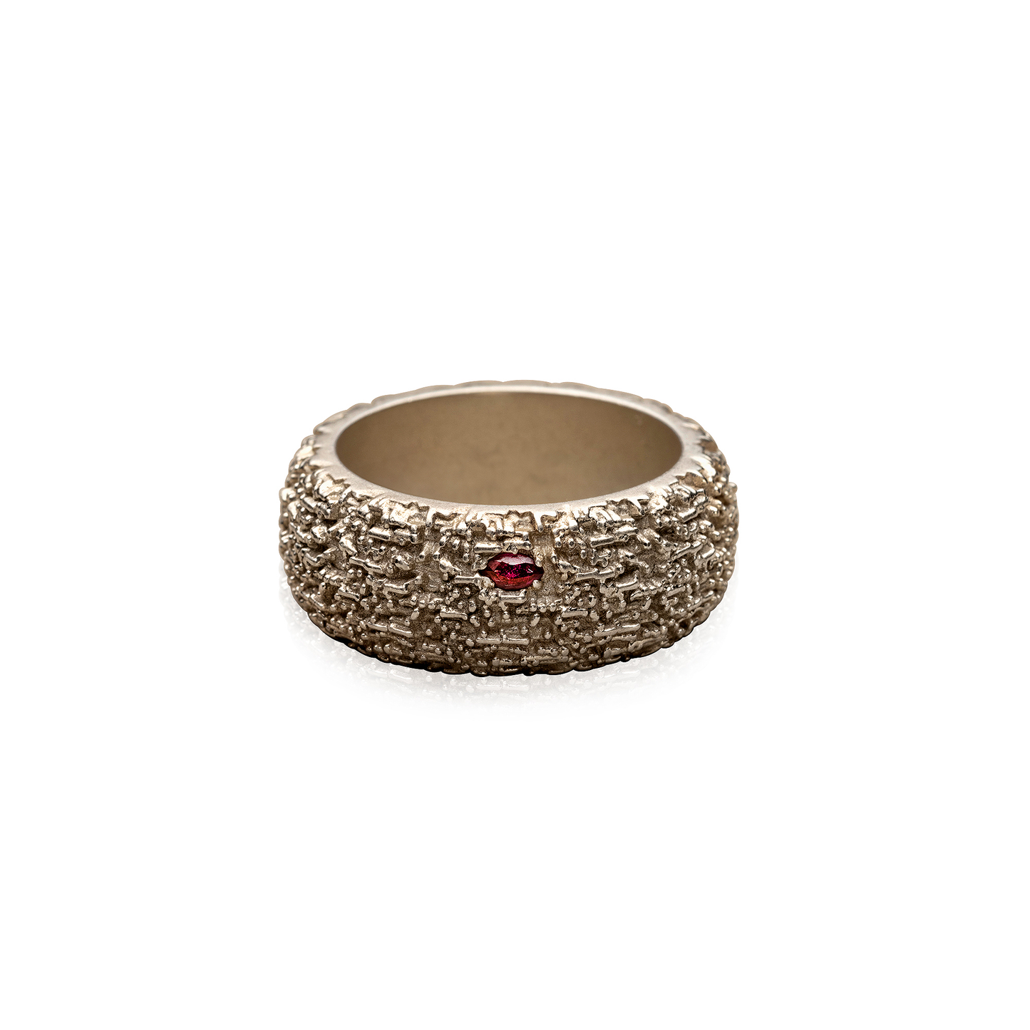 Cocoerow Nira Ring Okuta Collection Sterling Silver Red Ruby Sculptural Fine Jewelry