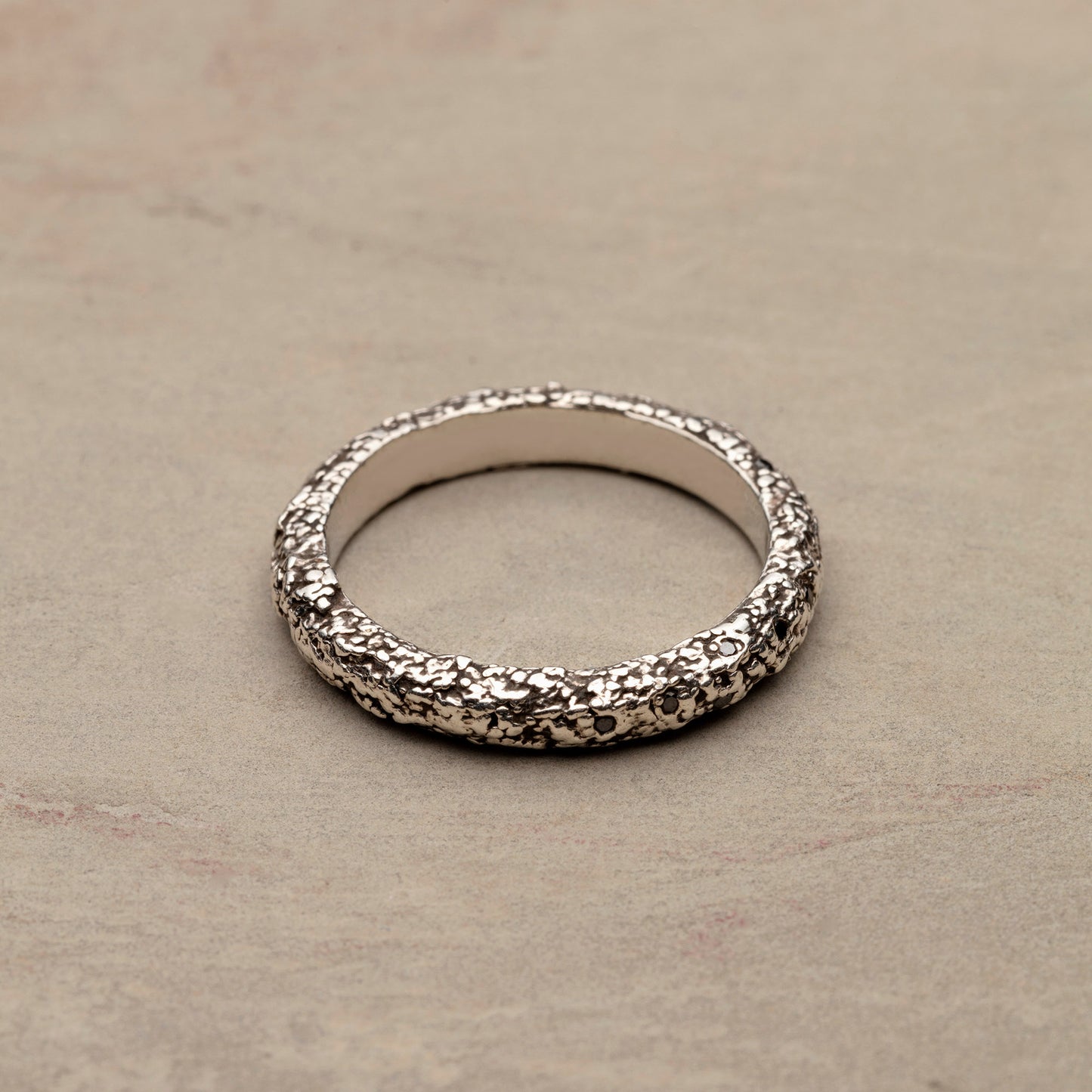 Cocoerow Nira Ring Thin Okuta Collection Sterling Silver Diamonds Sculptural Fine Jewelry Back View