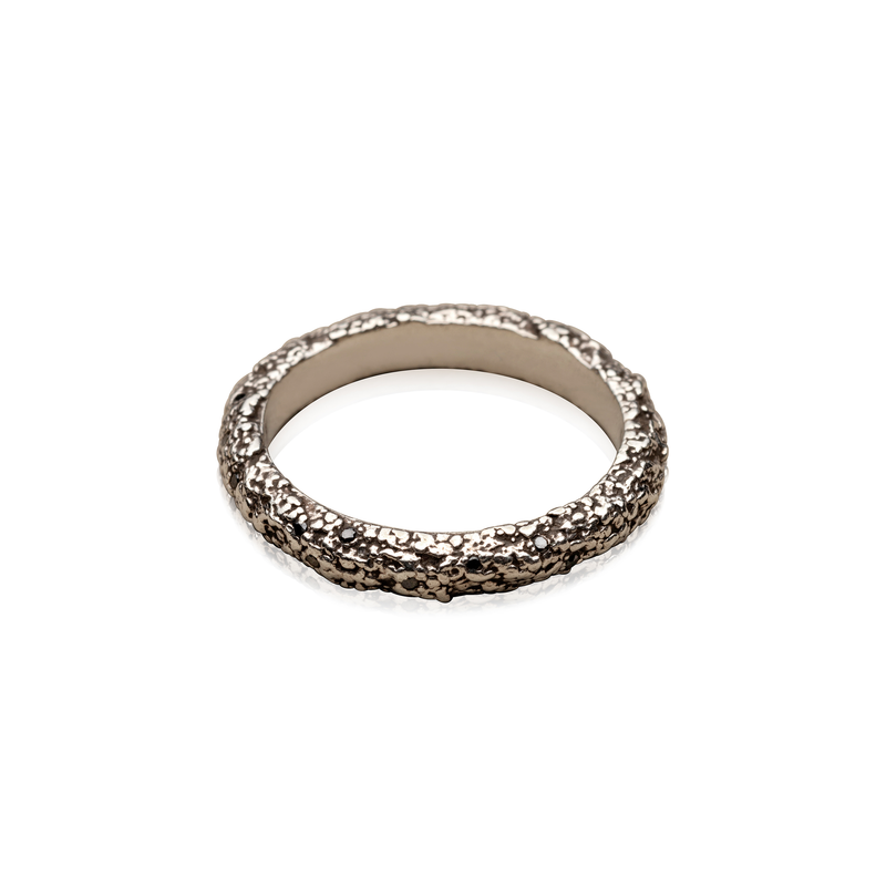 Cocoerow Nira Ring Thin Okuta Collection Sterling Silver Diamonds Sculptural Fine Jewelry
