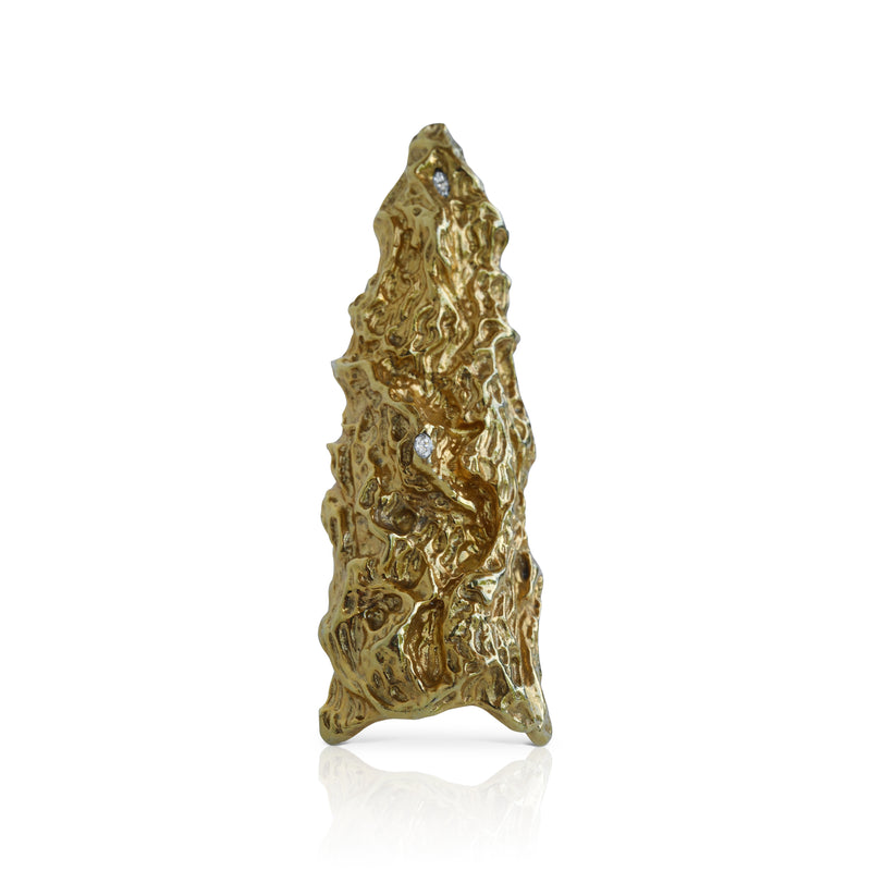 Cocoerow Nugget Ring Okuta Collection 14K Yellow Gold Diamonds Sculptural Fine Jewelry Front View
