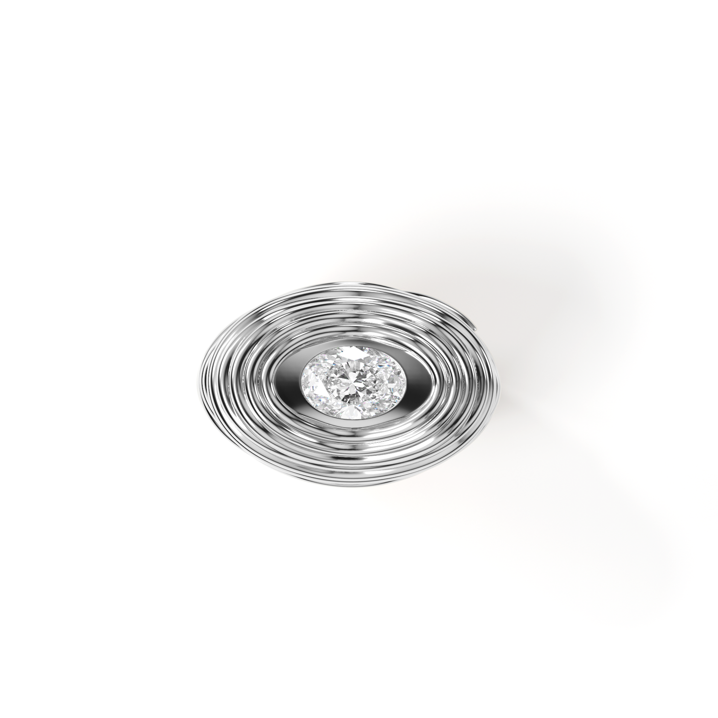 Cocoerow Pasta Ring 14K White Gold Oval Diamond Sculptural Fine Jewelry Front View