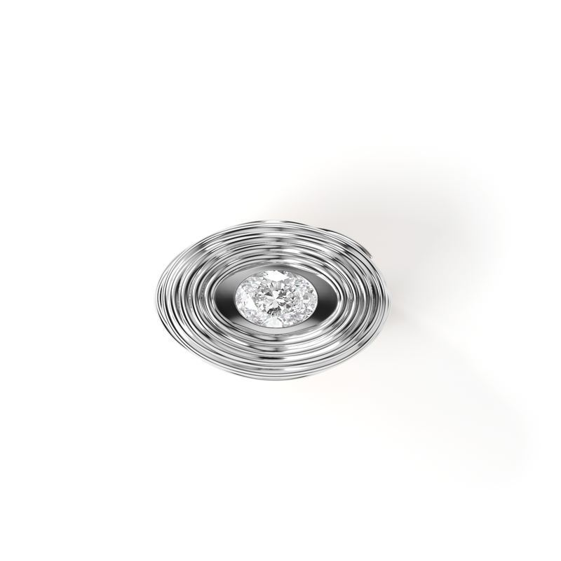 Cocoerow Pasta Ring 14K White Gold Oval Diamond Sculptural Fine Jewelry Front View