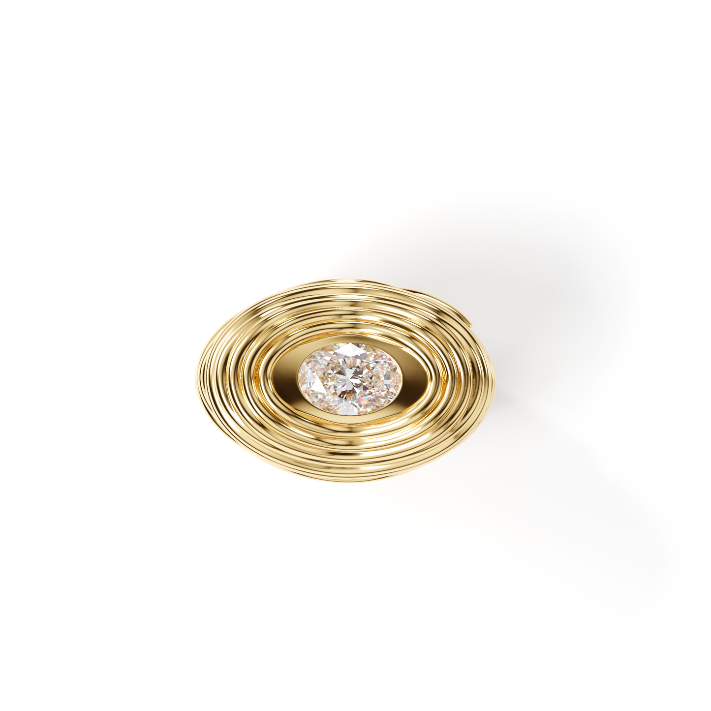 Cocoerow Pasta Ring 14K Yellow Gold Oval Diamond Sculptural Fine Jewelry