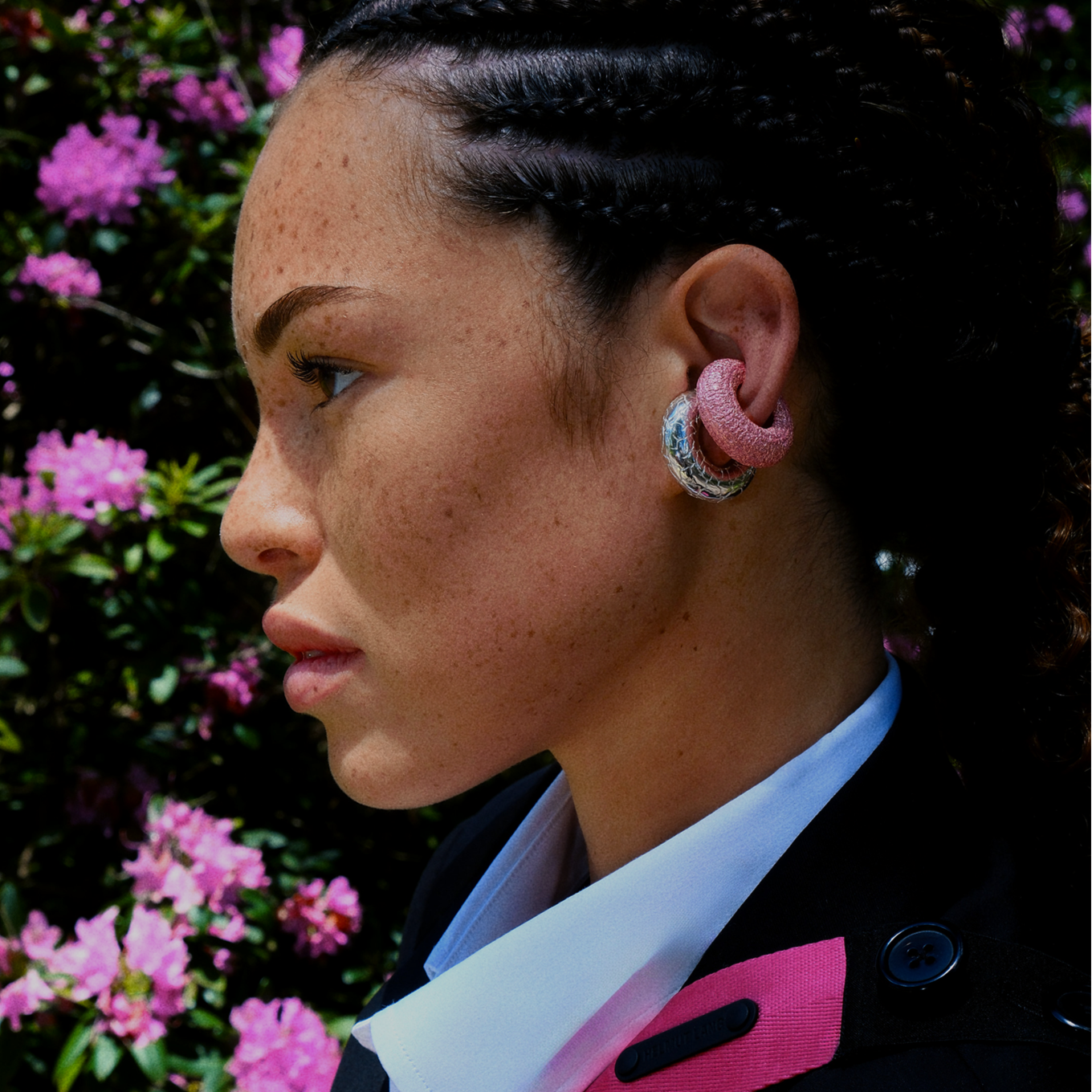 Cocoerow Pink Mini Textured Beatrice Ear Cuff Okuta Collection Sculptural Fine Jewelry Campaign Lifestyle