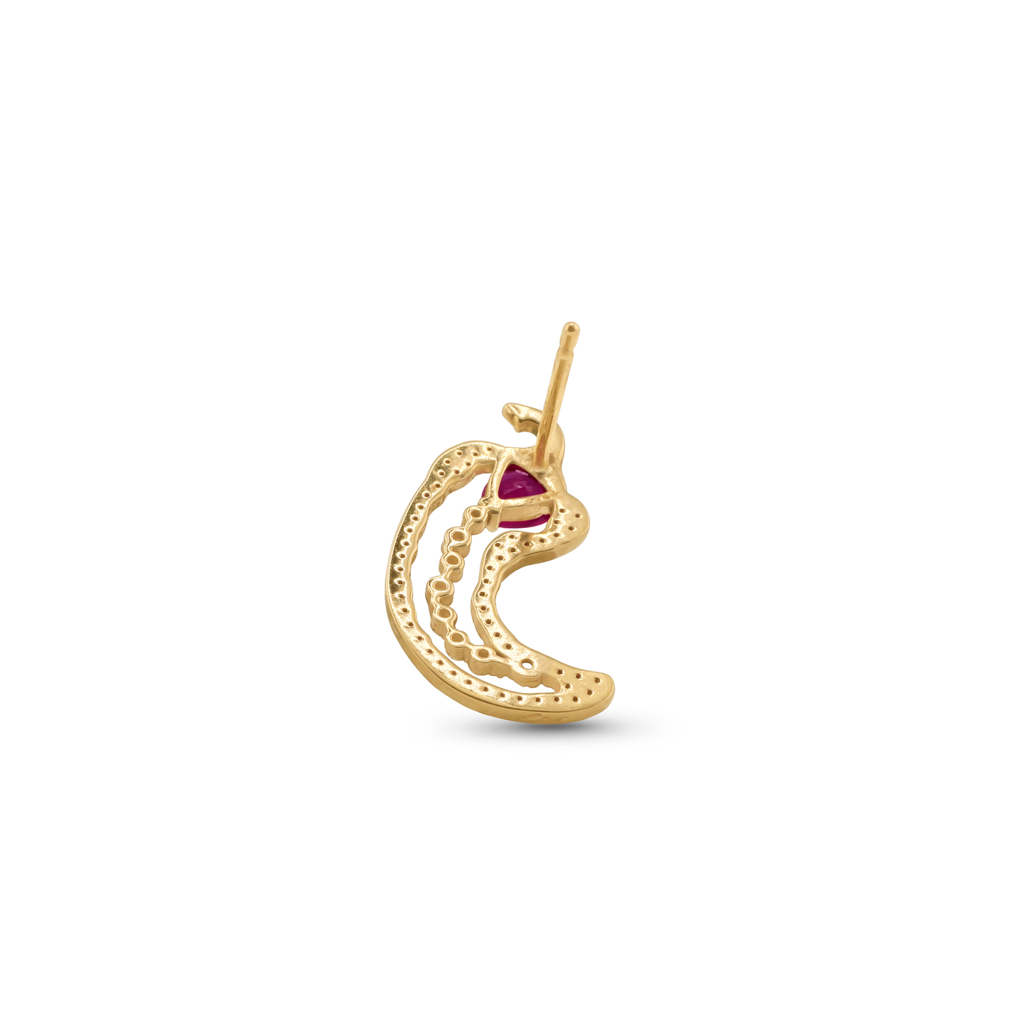 Cocoerow Piri Earring Dine Collection 14K Yellow Gold Red Rubies Sculptural Fine Jewelry Back View