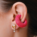 Cocoerow Red Mini Textured Beatrice Ear Cuff Okuta Collection Sculptural Fine Jewelry On Model