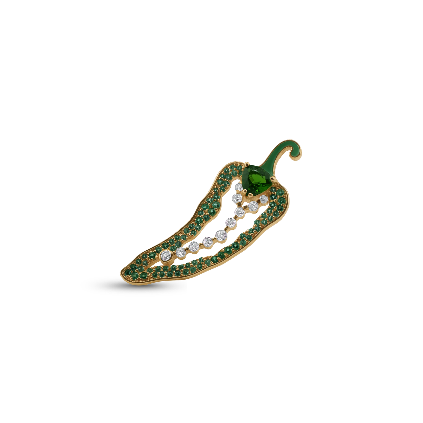 Cocoerow Shito Earring 14K Yellow Gold Emerald Sculptural Fine Jewelry Detail View