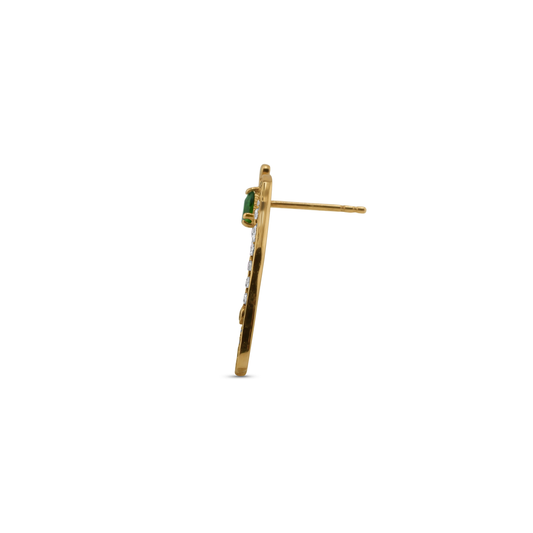 Cocoerow Shito Earring 14K Yellow Gold Emerald Sculptural Fine Jewelry Side View